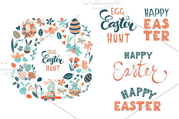 Funny Happy Easter greeting set in Illustrations - product preview 4