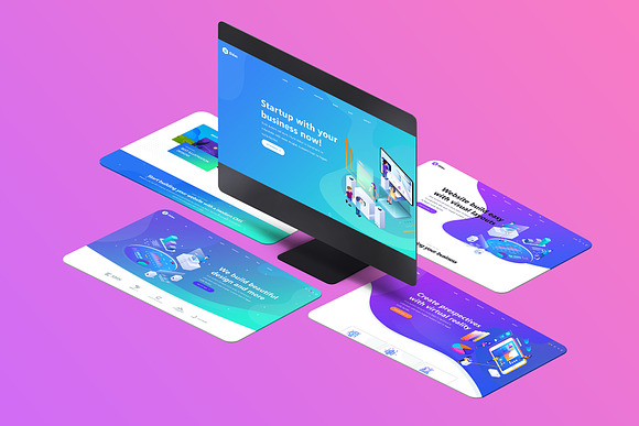 Isometric iMac Website Mockup in Mobile & Web Mockups - product preview 2