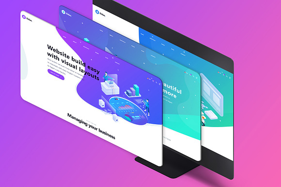 Isometric iMac Website Mockup in Mobile & Web Mockups - product preview 3