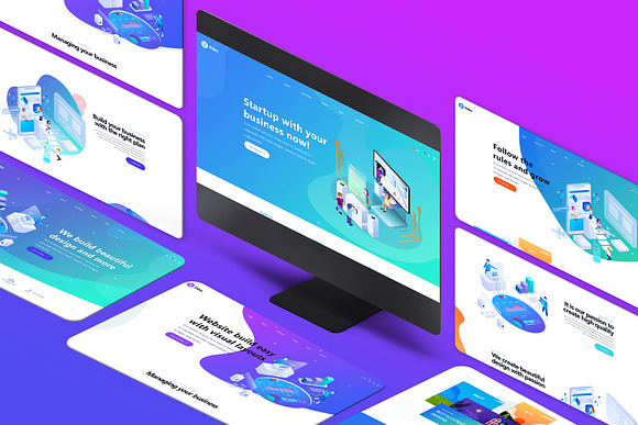 Isometric iMac Website Mockup in Mobile & Web Mockups - product preview 4