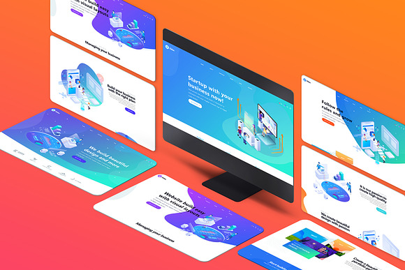 Isometric iMac Website Mockup in Mobile & Web Mockups - product preview 6