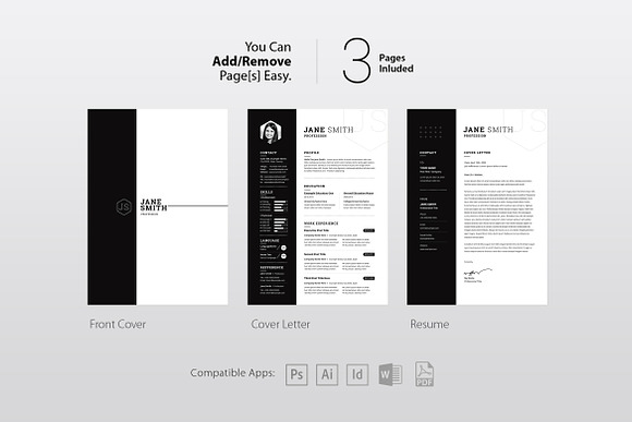 Black White Minimal Resume / CV in Resume Templates - product preview 5