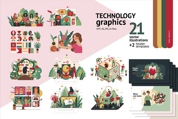 Technology graphics set, color 2 in Illustrations - product preview 16