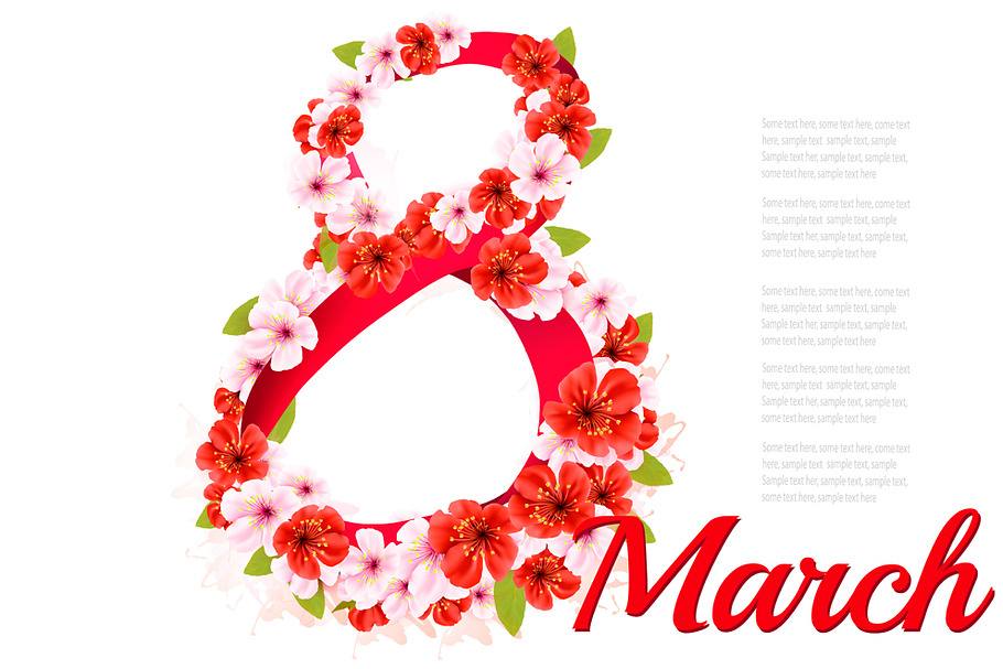 8th March illustration with flowers. in Illustrations - product preview 8