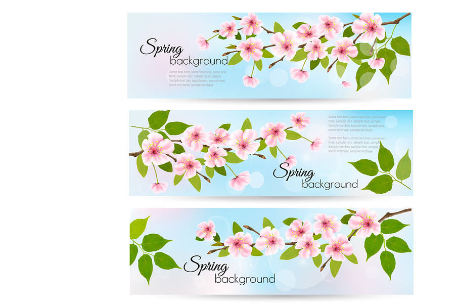 Three nature spring banners. Vector in Illustrations - product preview 8