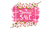 Spring sale background with flowers.