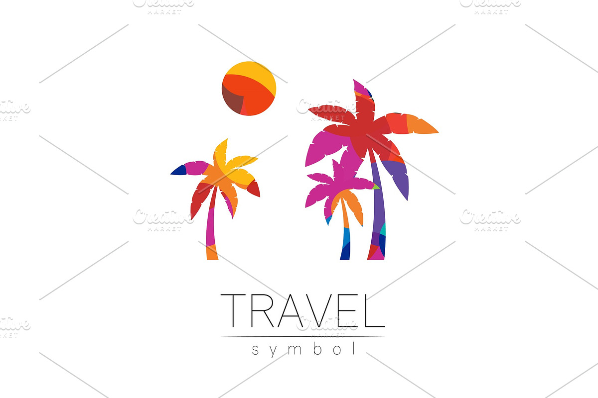 Palm tree, sun vector silhouette in Illustrations - product preview 8