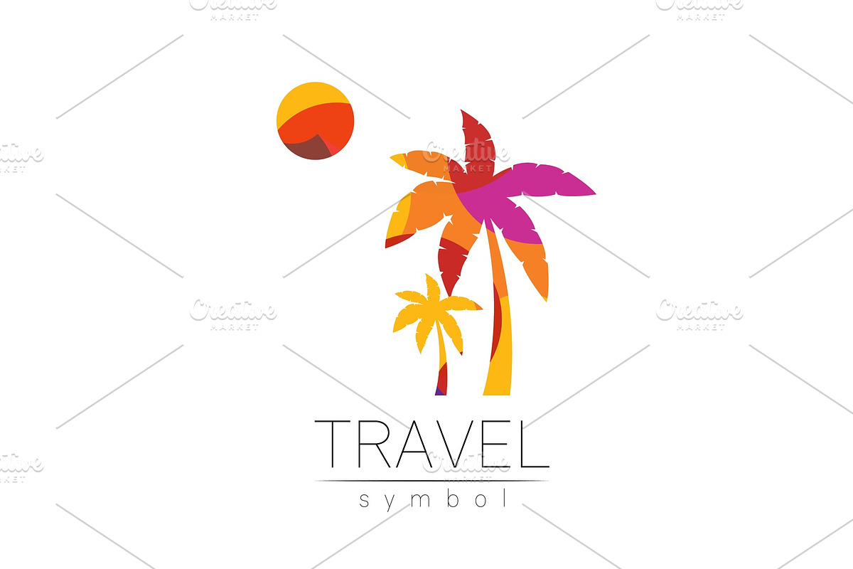 Palm tree, sun vector silhouette in Illustrations - product preview 8