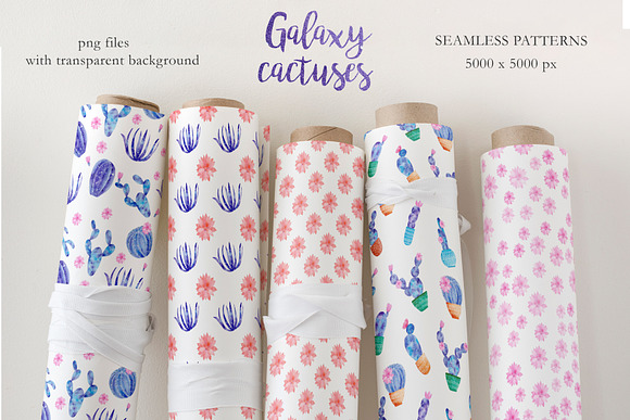 Watercolor Galaxy Cactus Collection in Illustrations - product preview 6