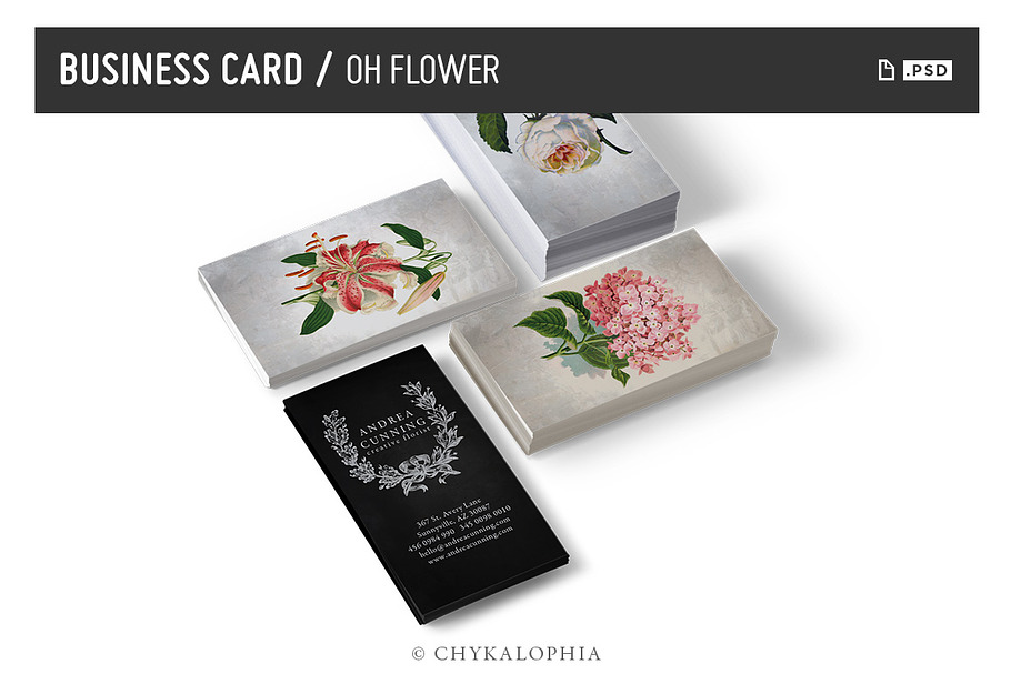 Oh Flower Business Card - PSD in Business Card Templates - product preview 8