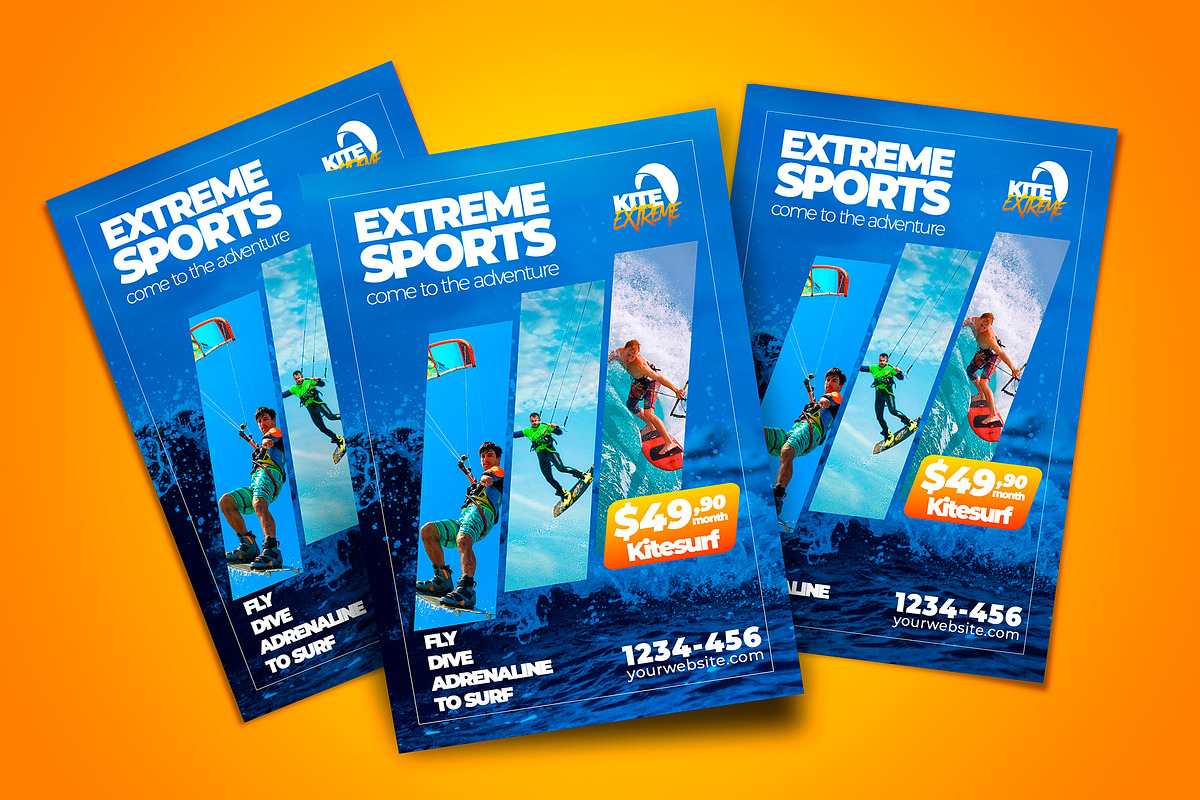 Flyer A5 Adventure kitesurf Template in Flyer Templates - product preview 8