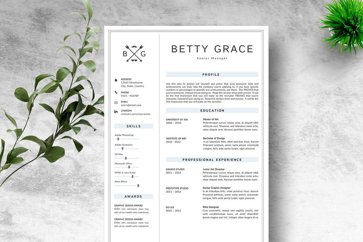 Creative Resume Template in Letter Templates - product preview 8