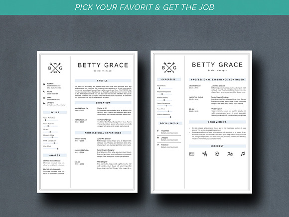 Creative Resume Template in Letter Templates - product preview 3