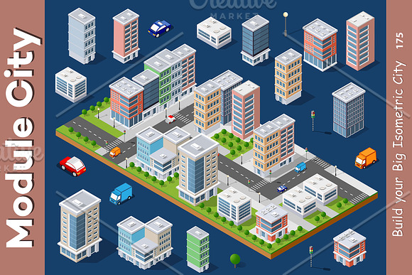City isometric constructor in Illustrations - product preview 1