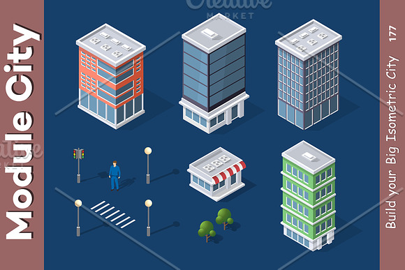City isometric constructor in Illustrations - product preview 10