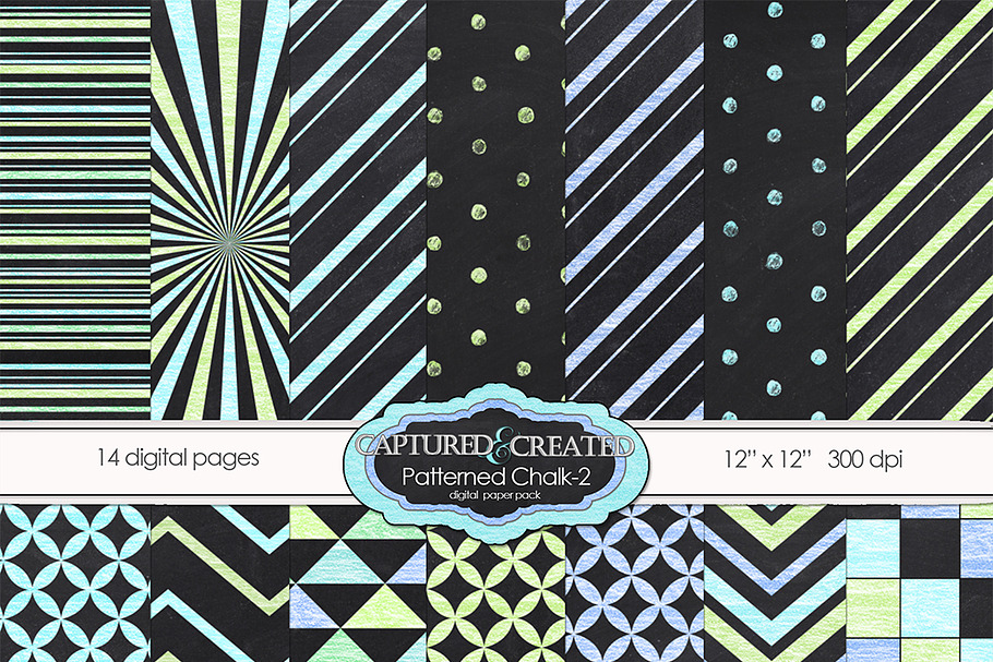 Patterned Chalk-2, 14-Digital Papers