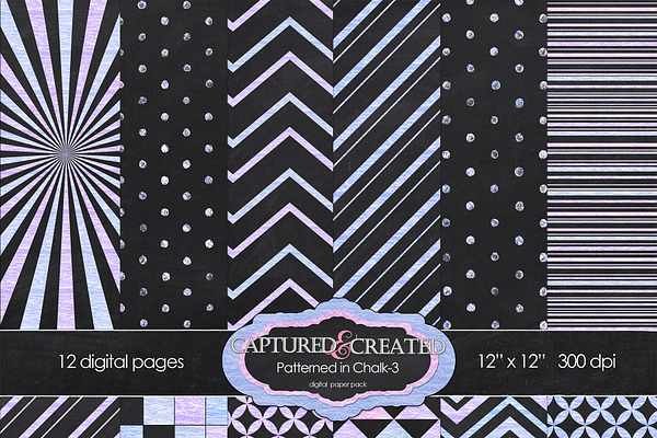 Patterned Chalk-3, 12-Digital Papers