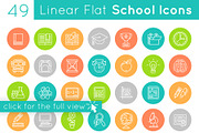 Flat Linear School Subjects Icons