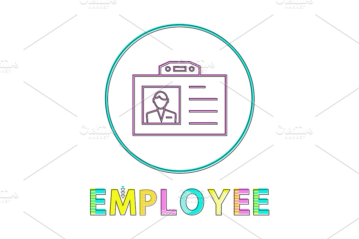 Employee Name Badge Circle Icon in Illustrations - product preview 8