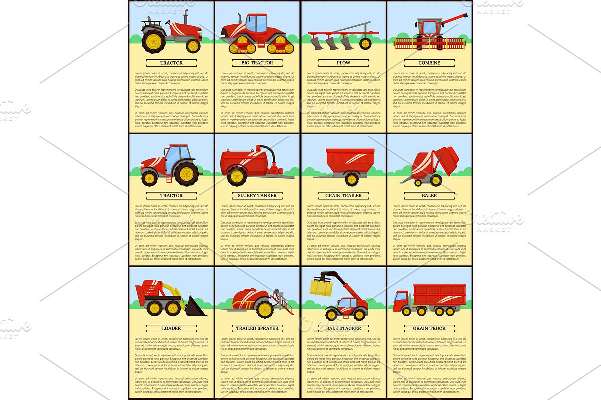 Big Tractor and Slurry Tanker Vector in Illustrations - product preview 8
