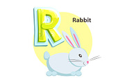 Letter R for Rabbit cartoon alphabet