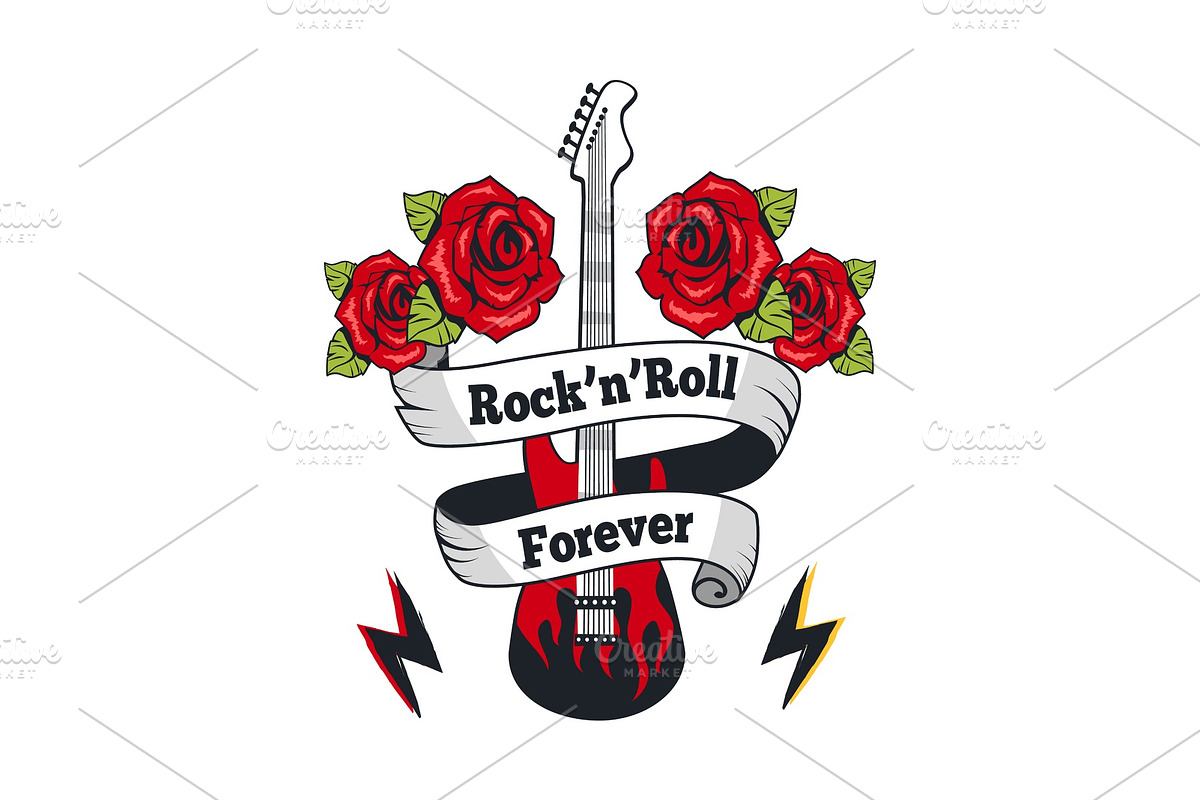 Rock-n-Roll Forever Guitar Vector in Illustrations - product preview 8