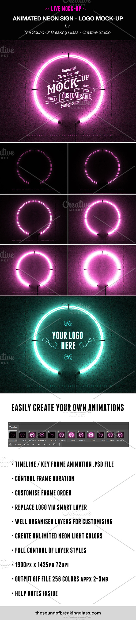 ANIMATED Logo Mock-Up | Neon Ring in Branding Mockups - product preview 2