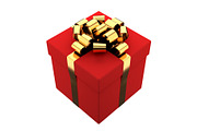 gift box with golden ribbon and bow