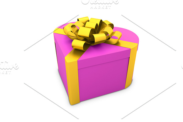 heart shaped gift box with ribbon