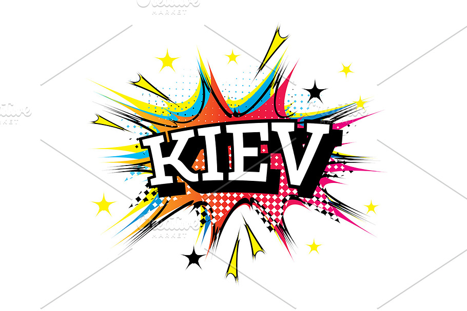 Kiev Ukraine Comic Text in Pop Art