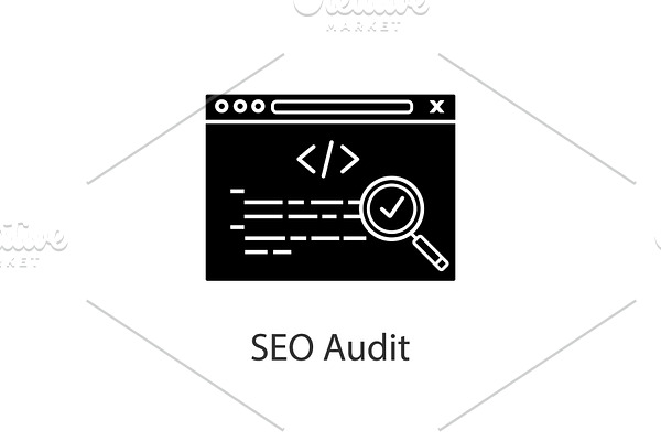 SEO audit glyph icon
