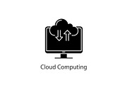 Cloud computing glyph icon