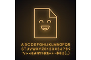 Smiling file character neon icon