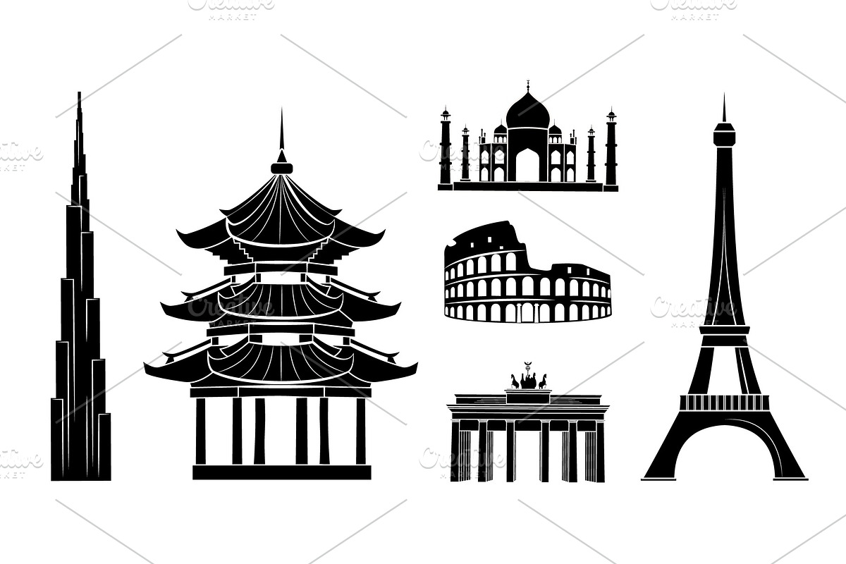 Travel Stickers with Sights Dark in Illustrations - product preview 8
