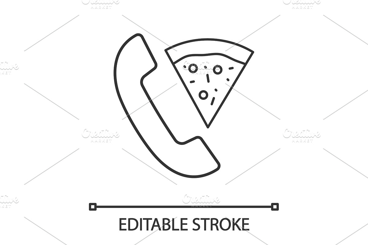 Pizza delivery call linear icon in Icons - product preview 8