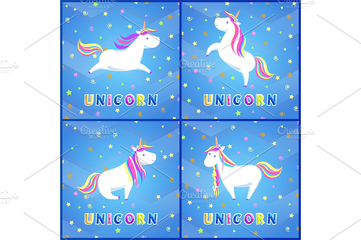 Girlish Unicorn with Rainbow Mane in Illustrations - product preview 8