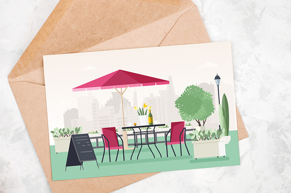 Street cafe illustration in Illustrations - product preview 2