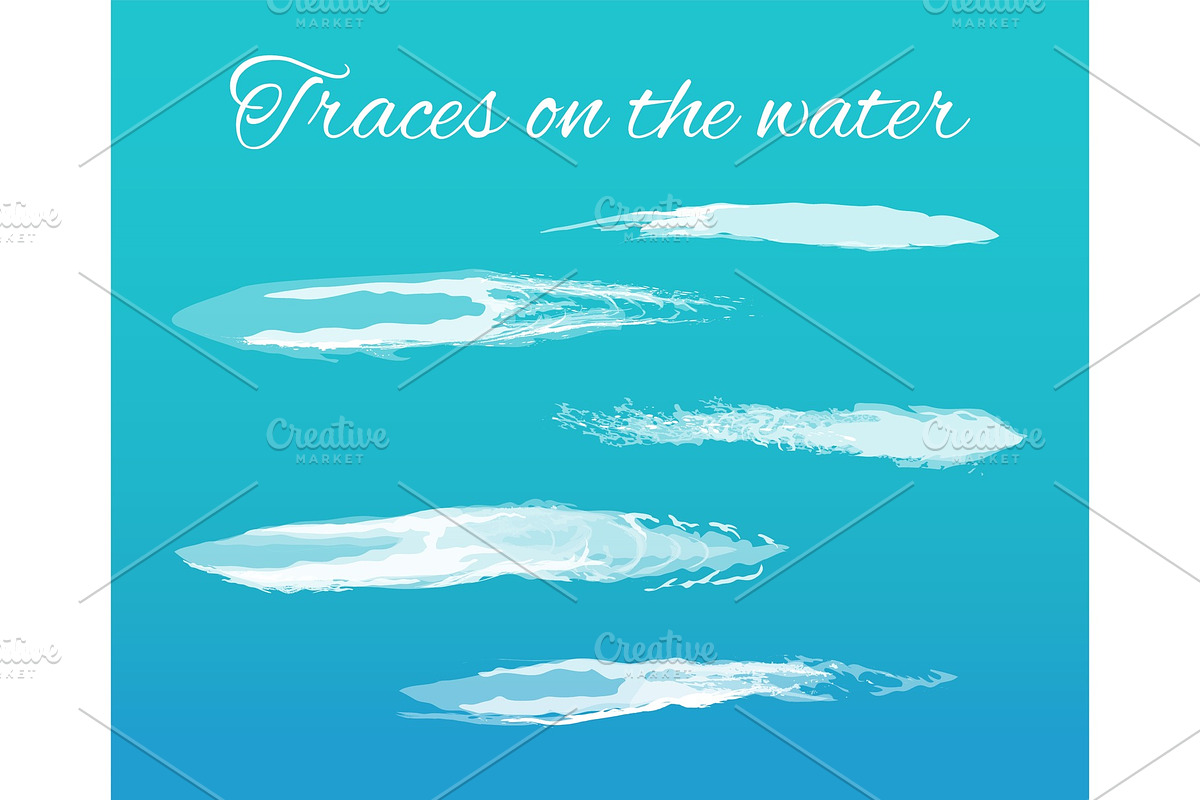 Traces on Water Poster with Splashes in Illustrations - product preview 8