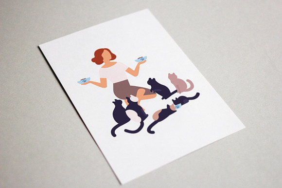 Crazy cat lady set in Illustrations - product preview 2