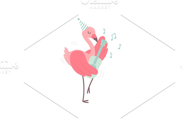 Cute Flamingo Wearing Party Hat
