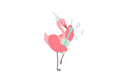 Cute Flamingo Wearing Party Hat