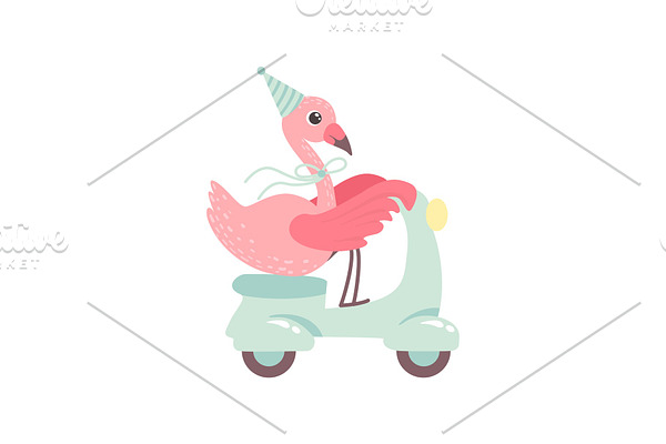 Cute Flamingo Riding Scooter