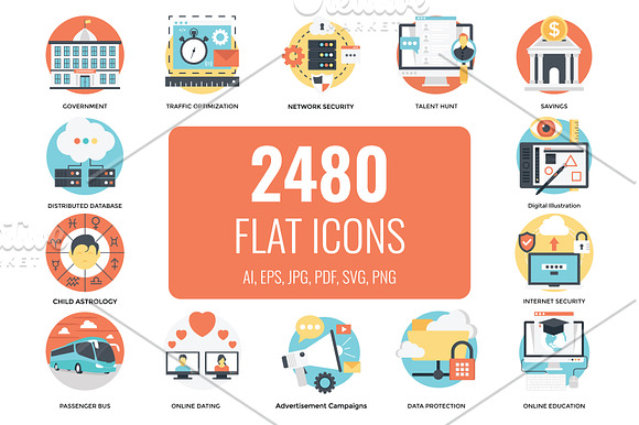 2480 Flat Vector Icons in Navigation Icons - product preview 20