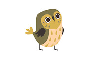 Cute Adorable Owlet Bird Cartoon