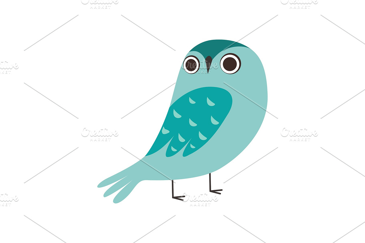 Cute Owlet, Adorable Blue Owl Bird in Illustrations - product preview 8