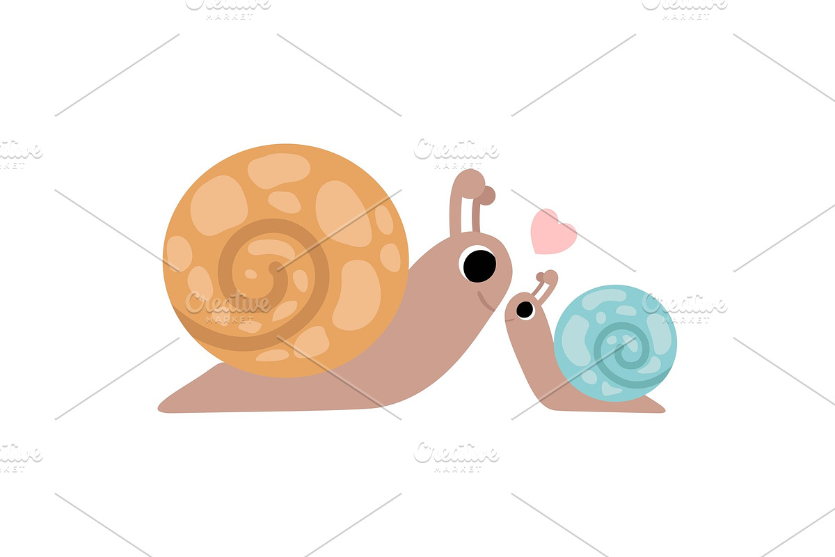 Mother Snail and Its Baby, Cute in Illustrations - product preview 8