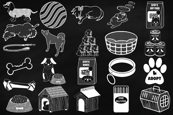 Chalk Doggie Doodles Clip Art in Illustrations - product preview 1