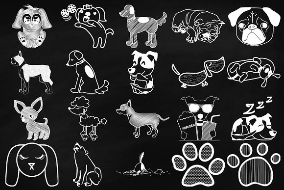 Chalk Doggie Doodles Clip Art in Illustrations - product preview 2