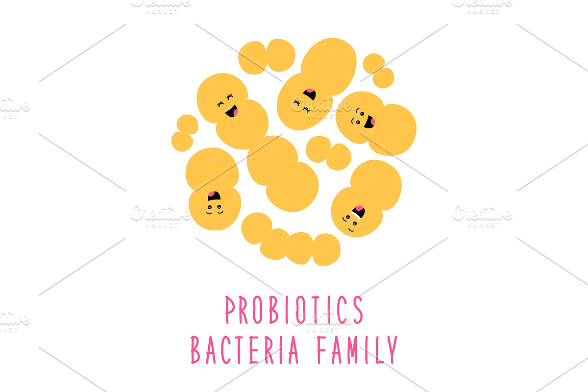 Funny probiotics bacteria family in Objects - product preview 8