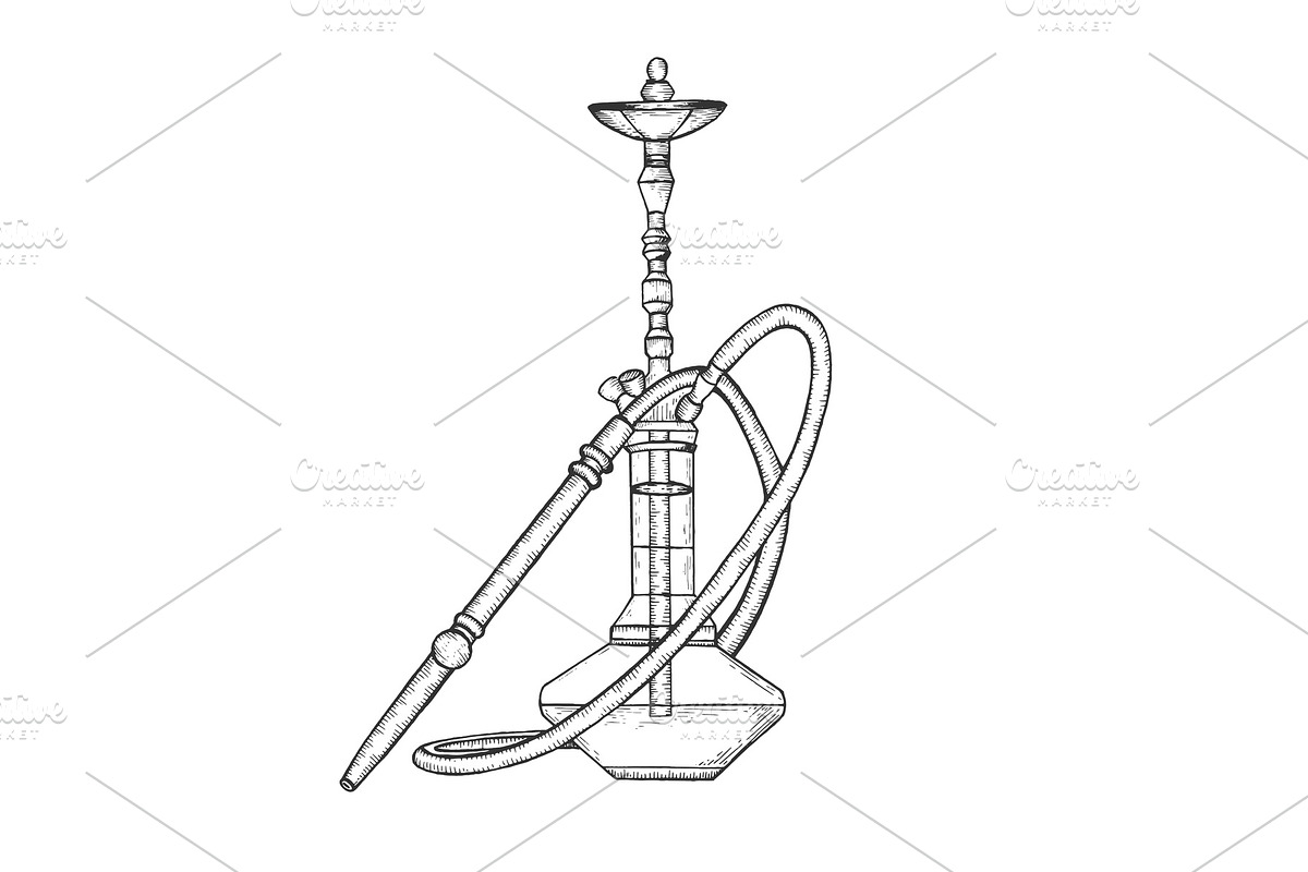 Hookah sketch engraving style vector in Illustrations - product preview 8